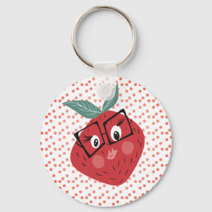Cute Strawberry Cartoon Hand Drawn Doodle     Butt Key Ring