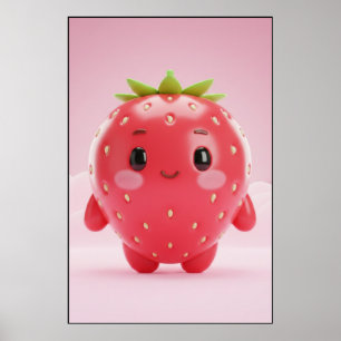 Cute Strawberry Character Poster Art