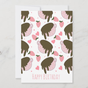 Cute Strawberry Chocolate Dripping Coffee Hearts Invitation