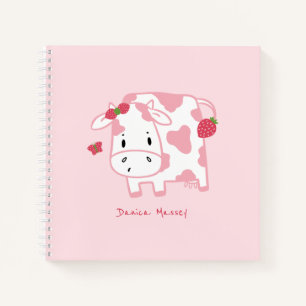 Cute Strawberry Cow and Spots Pattern  Notebook