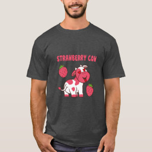 Cute Strawberry Cow Print T-Shirt