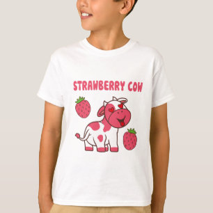 Cute Strawberry Cow Print T-Shirt