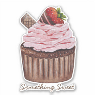 Cute Strawberry Cupcake Sticker by sugarhai, Redbubble