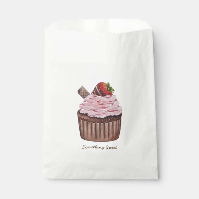 Cute Strawberry Cupcake  In Watercolor  Favour Bags (Front)