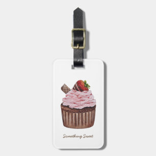 Cute Strawberry Cupcake In Watercolor Luggage Tag