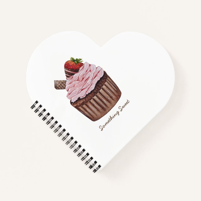 Cute Strawberry Cupcake  In Watercolor   Notebook (Front)