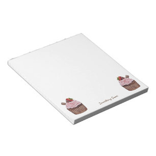 Cute Strawberry Cupcake In Watercolor Notepad