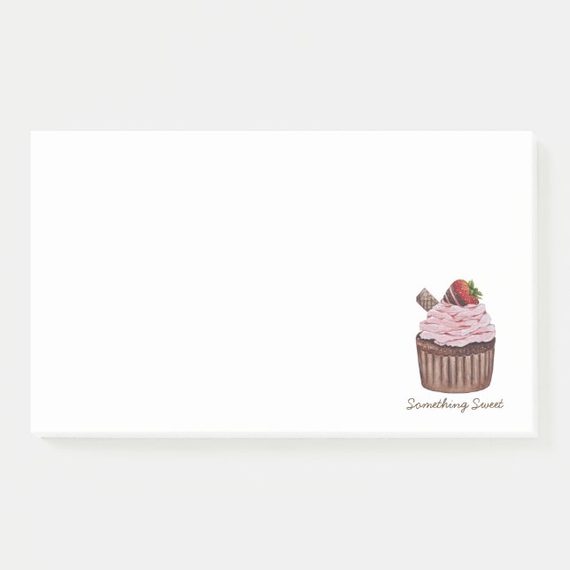 Cute Strawberry Cupcake  In Watercolor   Post-it Notes (Front)