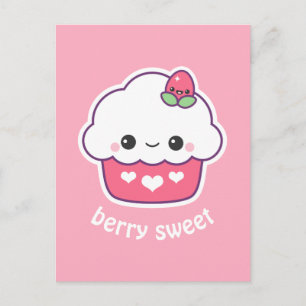 Cute Strawberry Cupcake Postcard