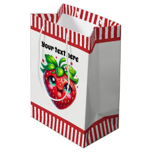 Cute strawberry  customisable baby shower  medium gift bag