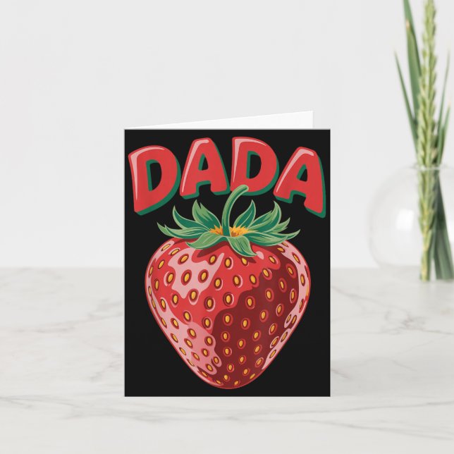 Cute Strawberry Dada Design for Fun Dads Card (Front)