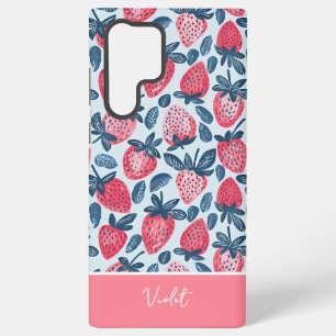 Cute Strawberry Design with custom Name Samsung Galaxy Case