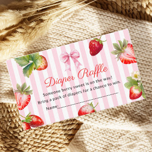 Cute Strawberry Diaper Raffle Baby Shower Enclosure Card