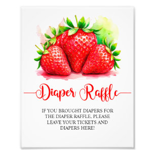Cute Strawberry Diaper Raffle Sign