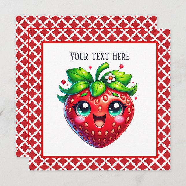 Cute strawberry Festival party Invitation (Front/Back)