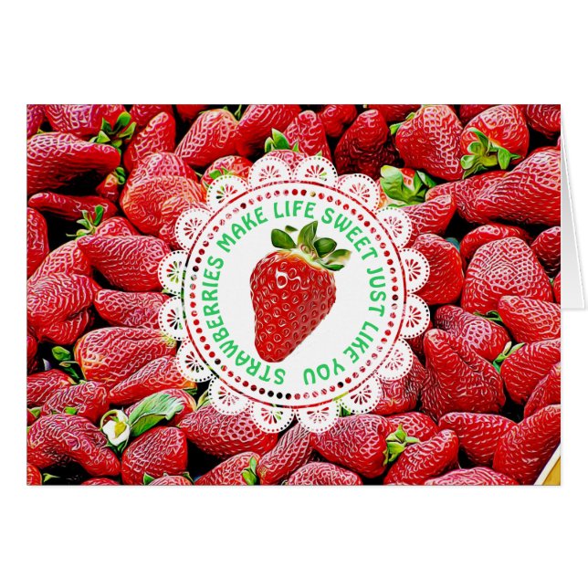 Cute Strawberry Friendship Card (Front Horizontal)