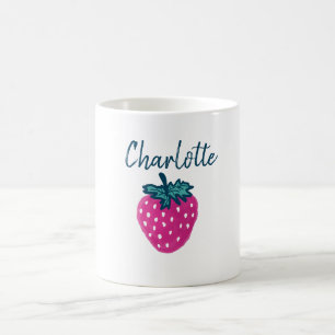 Cute Strawberry Fruit Custom Name  Coffee Mug