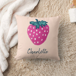 Cute Strawberry Fruit Custom Name Cushion