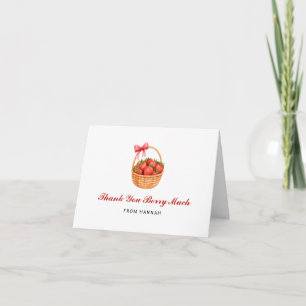 Cute Strawberry Girl Baby Shower Berry Much Thank You Card