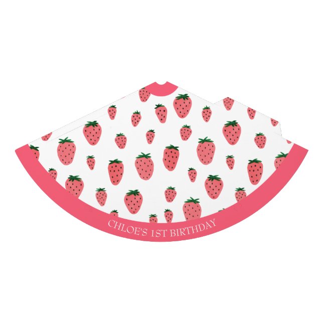 Cute Strawberry Girl First Birthday Pink Party Hat (Front)