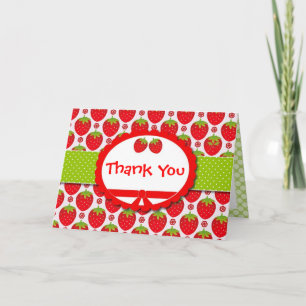 Cute Strawberry Girly & Personalised Thank You Card