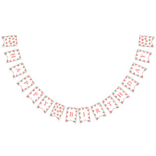Cute Strawberry Happy Birthday bunting banner