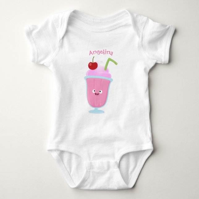 Cute strawberry ice cream sundae cartoon baby bodysuit (Front)