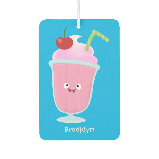 Cute strawberry ice cream sundae cartoon  car air freshener (Front)