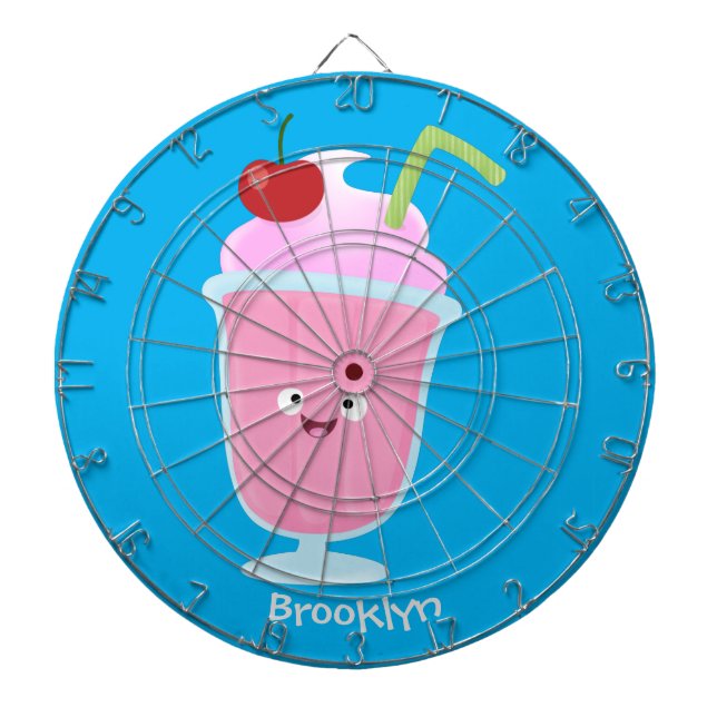 Cute strawberry ice cream sundae cartoon dartboard (Front)
