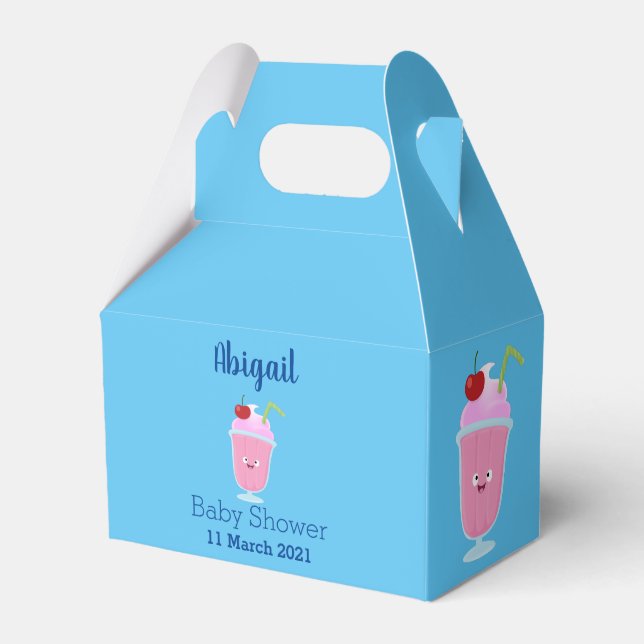 Cute strawberry ice cream sundae cartoon favour box (Front Side)