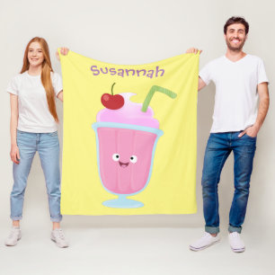 Cute strawberry ice cream sundae cartoon fleece blanket