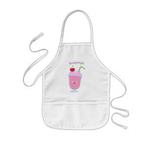 Cute strawberry ice cream sundae cartoon kids apron