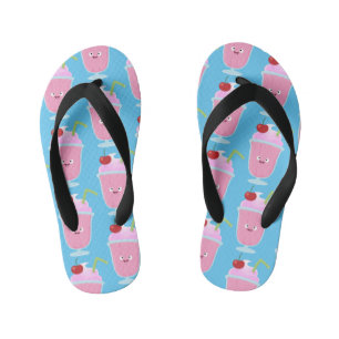 Cute strawberry ice cream sundae cartoon kid's jandals