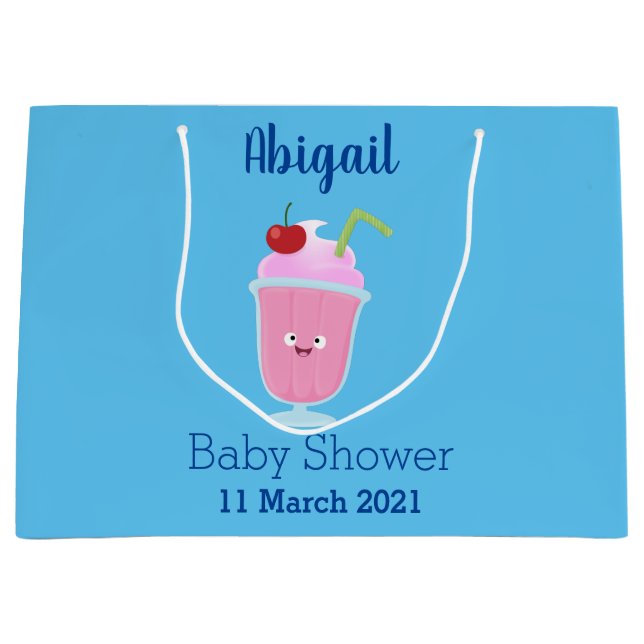 Cute strawberry ice cream sundae cartoon large gift bag (Front)