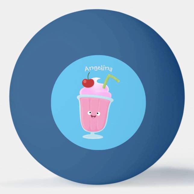 Cute strawberry ice cream sundae cartoon ping pong ball (Front)
