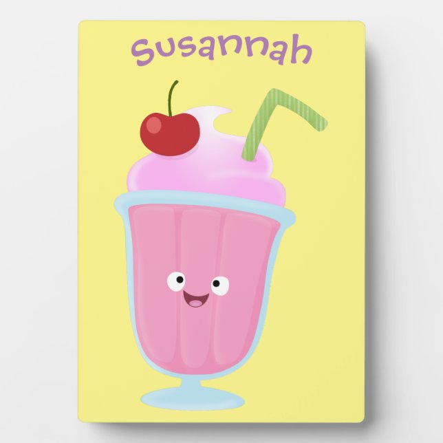 Cute strawberry ice cream sundae cartoon plaque (Front)