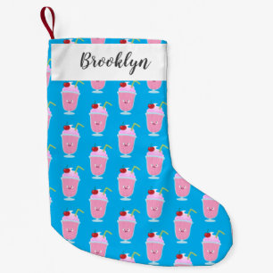 Cute strawberry ice cream sundae cartoon small christmas stocking