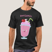 Cute strawberry ice cream sundae cartoon