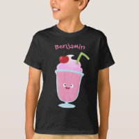 Cute strawberry ice cream sundae cartoon