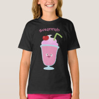 Cute strawberry ice cream sundae cartoon