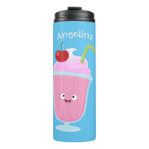 Cute strawberry ice cream sundae cartoon thermal tumbler