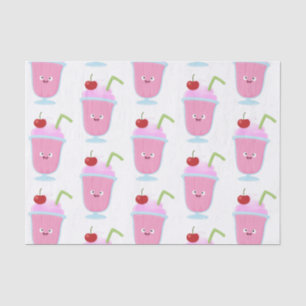 Cute strawberry ice cream sundae cartoon tissue paper