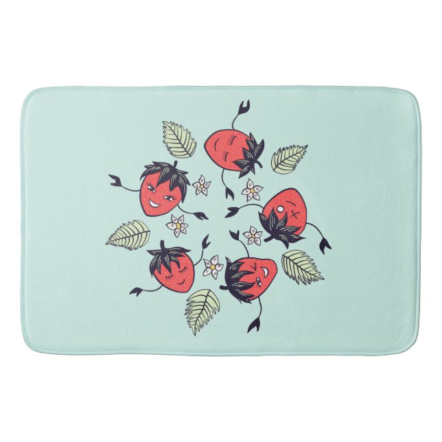 Cute Strawberry Kawaii Fruit Bath Mat (Front)