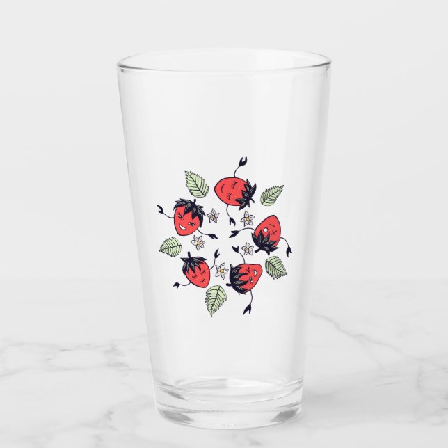 Cute Strawberry Kawaii Fruit Glass (Front)