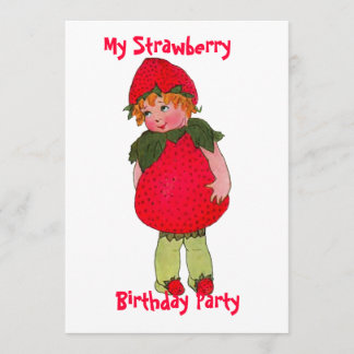 Cute Strawberry Kid Birthday Party Invitation