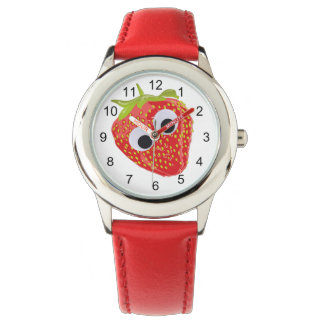 Cute Strawberry Kids Watch Red Strap