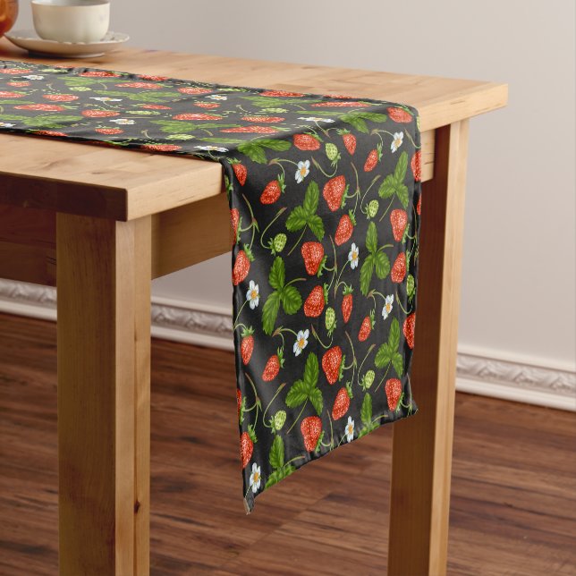 cute strawberry kitchen decor short table runner (In Situ)