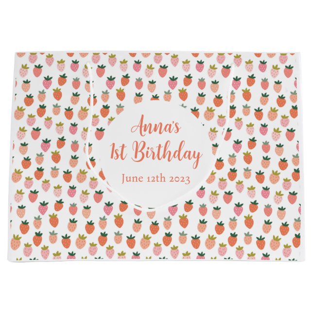 Cute Strawberry Large Gift Bag (Front)