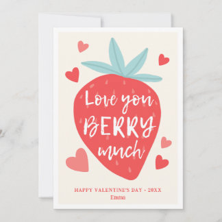 Cute Strawberry Love Berry Hearts Valentine's Day Holiday Card