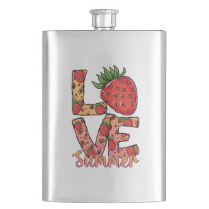 Cute Strawberry Love Summer Summer Vibes Hip Flask
